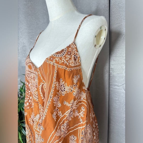 NWT ZARA Printed Boho Camisole Flowy Top in Brown & White Sz L - Picture 6 of 10